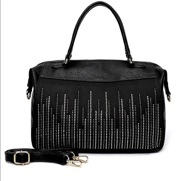 NWT MKF  Women’s Black Rhinestone Satchel - Picture 8 of 10